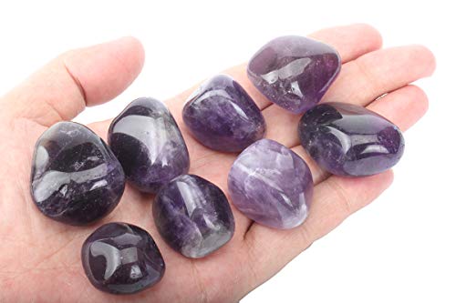 ZenQ 1/2 lb Tumbled Amethyst Stones for Wicca, Reiki, and Energy Crystal Healing