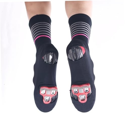 1 par de cubiertas para zapatos de ciclismo para hombre y mujer, calzado exterior cálido para bicicleta compatible con zapatos de carretera y montaña, diseño liso, color negro miniatura 3