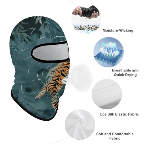 Balaclava para hombre, máscara de esquí para mujer con diseño de tigre nadando en el agua, máscara facial completa, cubierta facial para ciclismo miniatura 3