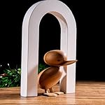GIBOX Duckling Decorative Showpiece Wooden Baby Duck Decor Accent for Living Room Bird Figuirine for Office Table Unique Gift Item for Friends Family Statue Standard Beige (9.5x6x9.5 cm) - Image 4