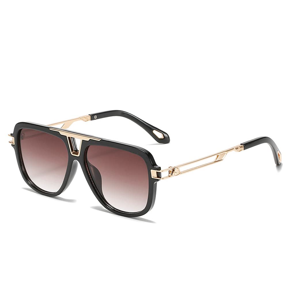 Vintage Sunglasses For Women 2026 New Men Square Shape Mirror Fashion Ladies Shades UV400 Eyewear(Color:Brown)