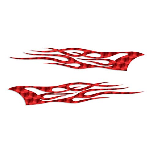 Southern Decalz Pair of Tribal Flames - Vinyl Decal Sticker - 12" x 5" - Red Engine Turn