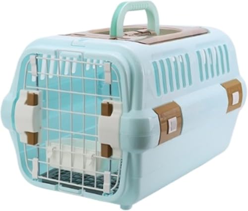 猫ペットエアボックス猫バッグ付きスペースボックス犬猫用品ペットボックス車犬ケージポータブル (L,ホワイト) (ブルー,S)