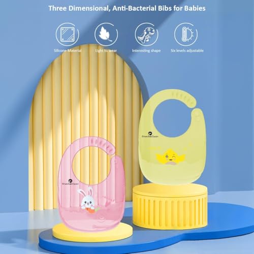 Image of StarAndDaisy Reusable Silicone Bib for Baby with Adjustable Buttons for Mess-Free Feeding