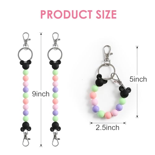 Obavioy 2Pcs Mouse Ear Headband Holders for Backpack Bag Park Trip Essentials Accessories Beaded Lanyard Keychain - Image 3