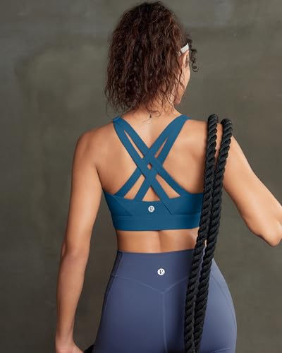 Image of RUNNING GIRL Sports Bra for Women High Support,Strappy Running Supportive High Impact Sports Bras with Sewn in Pads