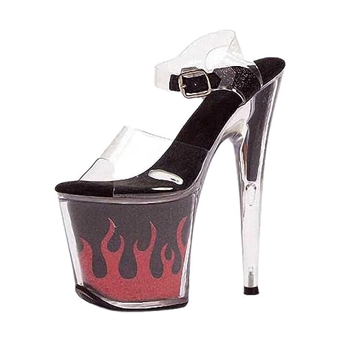 Talons hauts 20cm noir en sandales transparentes haut de gamme
