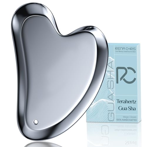 Image of Rena Chris Gua Sha Facial Tools, Terahertz Guasha Tool for Acupuncture, Manual Massage Tool for Jawline Sculpting and Puffiness Reducing, Gua Sha Facial Massage Tool, Skin-Care Gift (Gray)