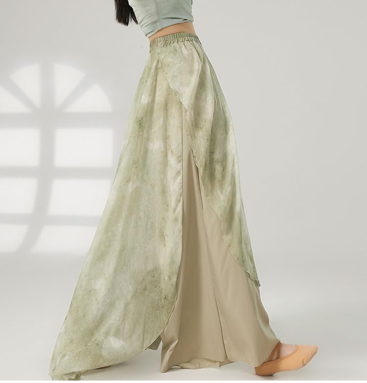 Pantalones de Baile Culottes Sueltos Pierna Ancha Ropa de Escenario for Mujer