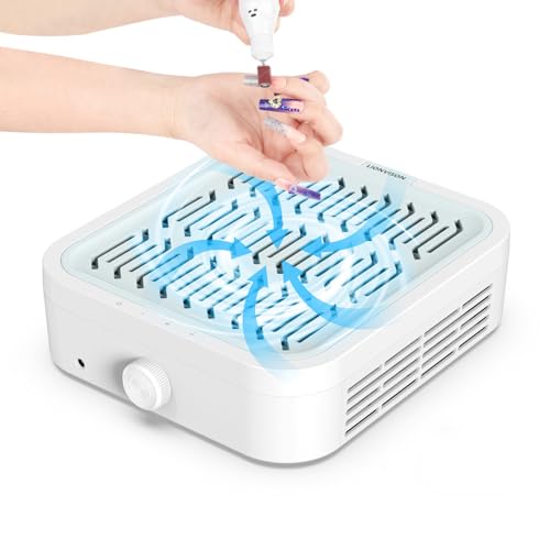LIONVISON Coletor de pó de unhas para acrílico: Coletor de pó profissional de 120 W com filtro HEPA reutilizável para uso em salão de beleza doméstico - Manicure DIY a vácuo portátil de 3 velocidades