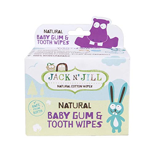 Jack N’ Jill Baby Gum & Tooth Wipes – Natural & Safe, Contains only Water & Xylitol, Soft Cotton, Free from Fluoride & Sugar, Baby Mouth Wipes – 25 Count, Individually Wrapped