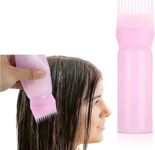 Genérico Botella aplicadora de aceite para el cabello - Dispensador de precisión con peine integrado para distribuir aceites y tratamientos capilares de forma uniforme y sin ensuciar - (170ml)