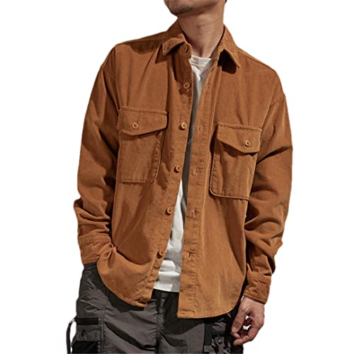 Blouse manches longues homme velours marron XXL pour masquer les formes avec style