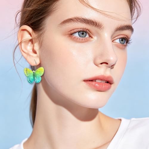 Boucles d'oreilles créoles papillon en acrylique légères pour vos sorties