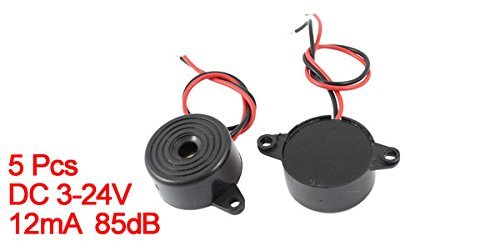 ARCELI 5 Pieces DC 3-24 V 85 dB Sound Electronic Buzzer Alarm Black 23 x 12 mm