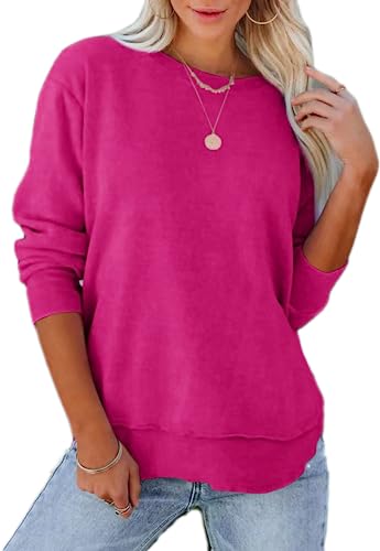 Image of Women's Casual Long Sleeve Crewneck Sweatshirt Loose Flowy Lightweight Pullover Sweatshirts Tops