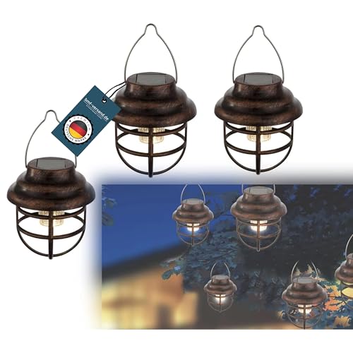 Solarlampen für Außen Garten 3 er Set - Solarleuchten Gartendeko Hängend - Gartenlaterne zum Hängen - Kleine Solarlaterne 3 Stück - Solarlampe Balkon Wetterfest - Solarlampions Laterne