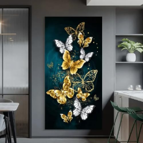 Toile papillon doré 80x160 cm pour sublimer le mur d'un bureau moderne