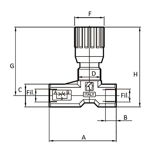 Ama - Regolatore di Flusso unidirezionale 1/4", 350 Bar, 15 Litri