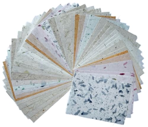 A5 50 Sheets Natural Banana bark,leavse etc., Mulberry Paper Shee...