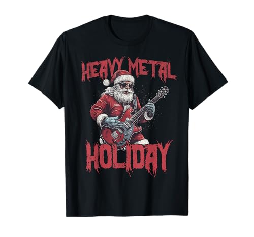 Heavy Metal Santa Claus Rock Holiday Navidad Música Rock Camiseta