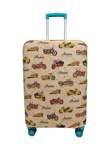 Image of Printed Travel Luggage Cover for Suitcase - Stretchable & Scratchproof Trolley Bag Protector (1, Retro Bike, Medium)