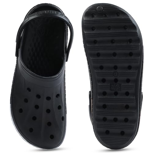 Image of Liberty A-HA LITEWALKXT Clogs for Men, Black & Light Grey | Casual Slip-On Slingback Clog for Walking, Outdoor /Indoor Use | Solid Pattern, Fashionable Sandals with Lightweight Regular wear