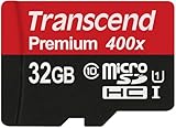 Transcend 32GB MicroSDHC Class10 UHS-1 Memory Card with Adapter 60 MB/s (TS32GUSDU1)