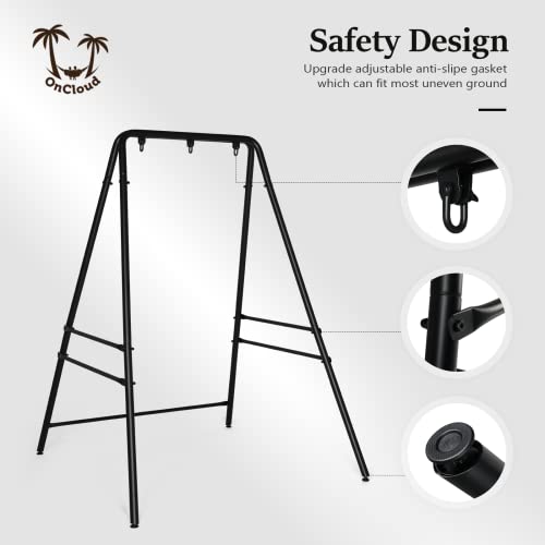 ONCLOUD Outdoor Hanging Chair Stand, Heavy-Duty 450 LBS Support Outdoor Hammock Chair Stand for Patio, Garden, and Backyard, Black