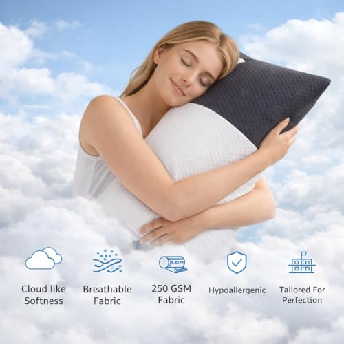 Image of LA VERNE Microfiber Virgin Microfibre Blown Technology Filled Luxurious Anti Bacterial Cloth Sleeping Pillow Pack of 2 (27X16 Inch) (Multi)