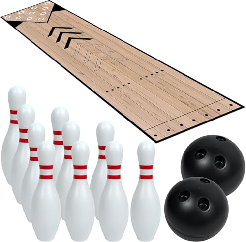 Mini Bowling Set, Indoor Outdoor Home Bowling Set, Bowlingbahn Set mit Lane, Bowling Pins & Ball Set, Full Bowlingbahn Set für...