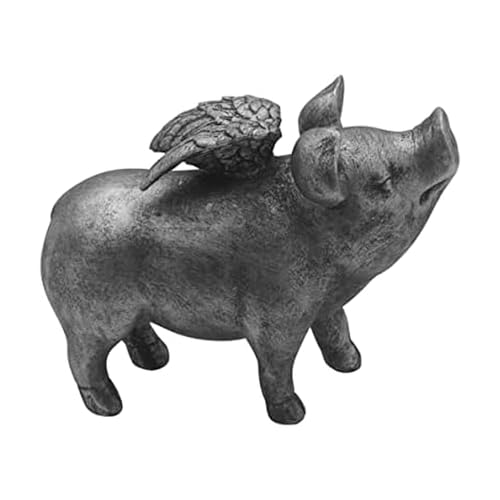 Figura decorativa cerdo alado plateado 7 pulgadas