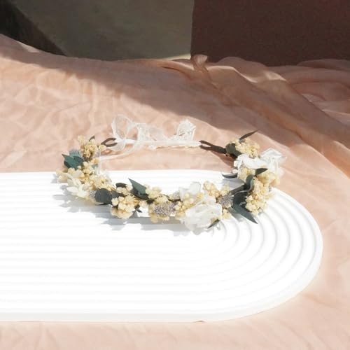 Corona de flores secas para boda miniatura 2