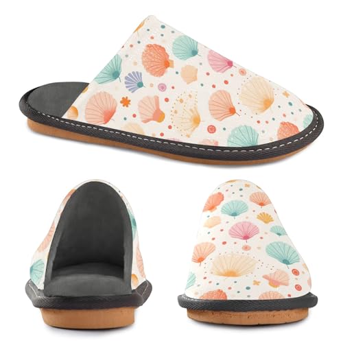 Cartoon Scallop Fuzzy Slippers Soft Home Bedroom Slippers for Women Men House Shoes4