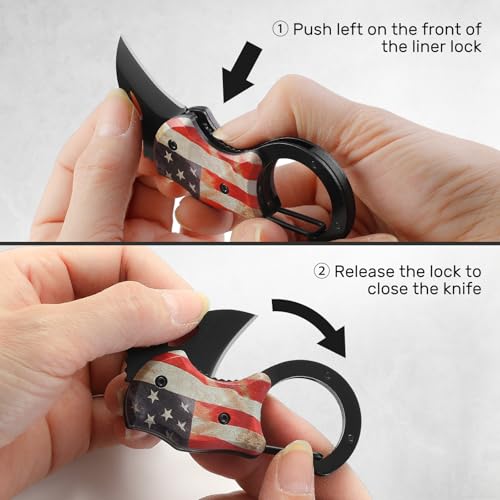 Image of VIRENKNIFE Folding Pocket Utility Knife,Small Pocket Knife with 1.38''Sharp Blade, EDC Knife for Men Women,Mini Keychain Box Cutter for Everyday Carry,Great Gift for Men (USA Flag)