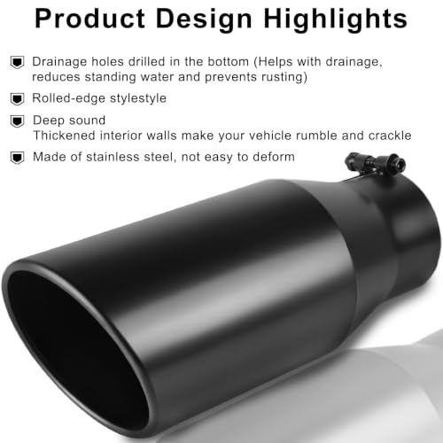 Image of 3.5 in Exhaust Tip, 3.5 inch Inlet 5 inch Outlet 12 inch Length, Bolt On