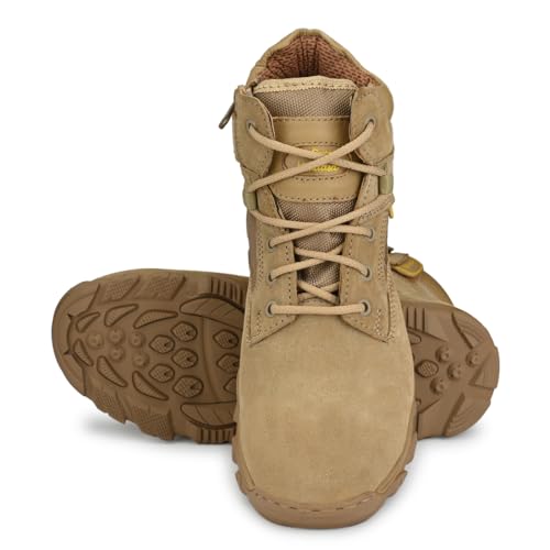Image of Mikaasa Men's Assault Sky Weight Hybrid 6.0 Side Zip Military and Tactical Work Boot - 6 Inches Combat Boots, Lightweight Comfortable Shoes, Durable and Breathable Desert, Motorbike Boot, Beige