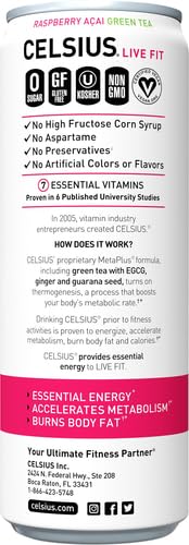 Image of Celsius RTD Green Tea Raspberry, 12 Ounce (Pack of 4)