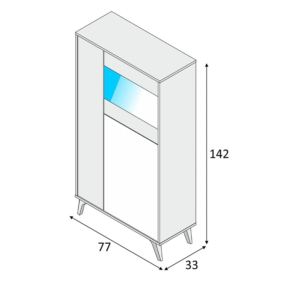 Mobelcenter - Mueble Vitrina 3 Puertas - Armario Auxiliar Comedor - Acabado Color Roble Canadian y Blanco Artik - Medidas: Ancho: 77 cm x Fondo: 33 cm x Alto: 142 cm - (1235)