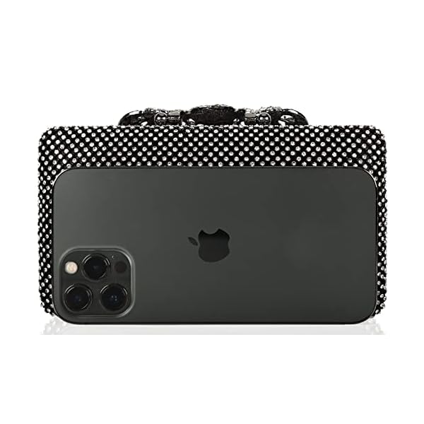 Dexmay Velvet Clutch with Rhinestone Crystal Crown Clasp Evening Bag for Formal Party - Image 4