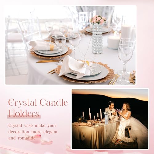 Dandat 16 Pcs Crystal Flower Vase Table Centerpieces 10.24 Inch Tea Light Candle Holders Wedding Crystal Cylinder Flower Vases for Table Room Home Wedding Party Events Decor - Image 7