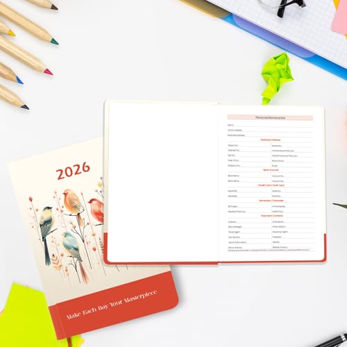 Image of A5 Size Hard Bound 1 Day To A Page Format New Year Executive Daily Planner 2026 Diary with Month Cut Index and Bookmark I Diary 2026 For Girls Women I 344 Pages I 21x15 Cm