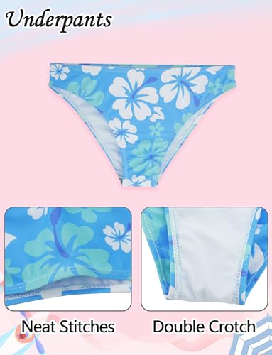 Girls 3 Piece Swimsuit Summer Hawaiian Bikini Set with Beach Cover Up Skirt Bathing Suit Swimwear 8-15 Years4