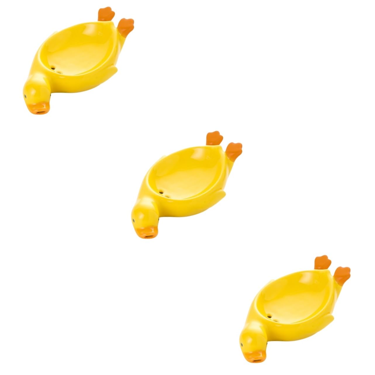 SOLUSTRE 3Er-Packung Seifenschale abtropfen Lassen Tierseifenhalter süßer Seifenhalter Mini Entenseifenhalter kleine Seifenschale Badezimmer Keramik Yellow