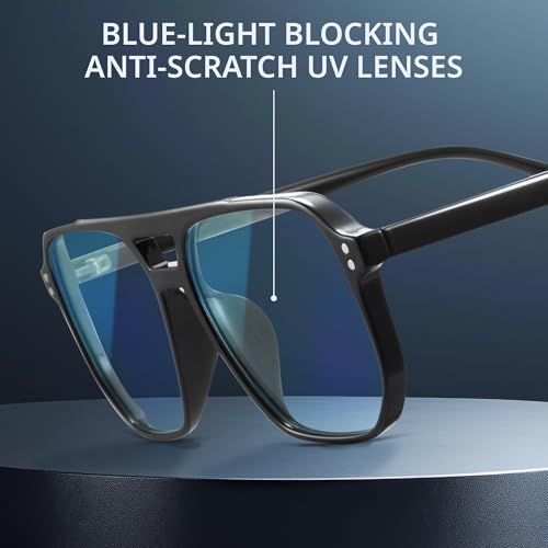Image of livho Retro Aviator Blue Light Blocking Glasses for Women Men with Soft Case, Trendy Rectangle Computer Eyeglasses