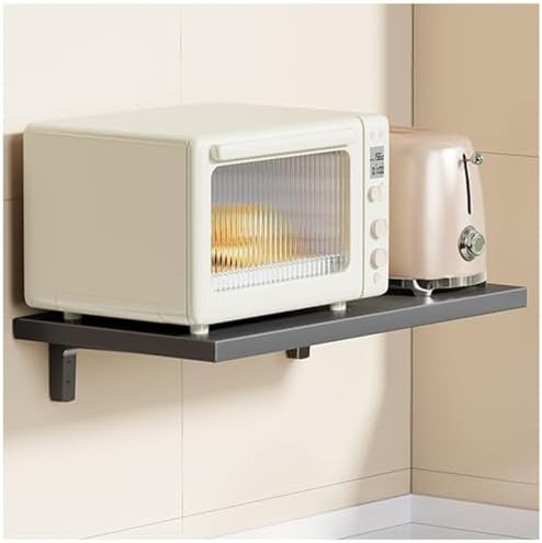 Wall Mount Microwave Oven Shelf - Commercial Storage Rack for Pots, Pans & Spices - Kitchen Organizer & Electric Oven Bracket Holder for Space-Saving Solutions