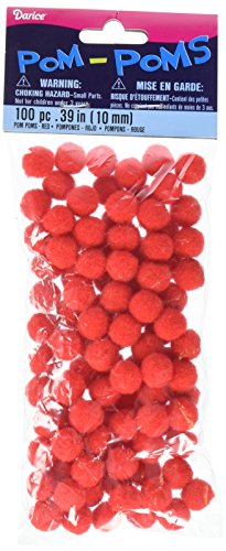 Darice 10182-30Pom Poms .39" 100/Pkg-Red