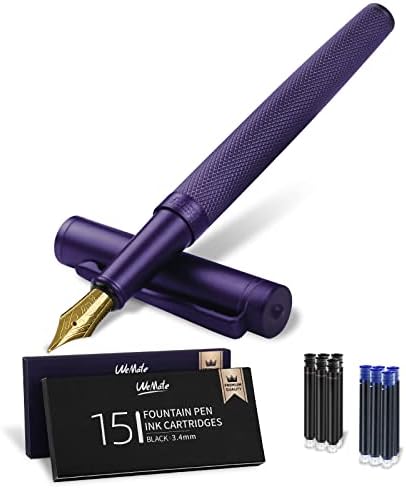 Luxury Metal Fountain Pen Set - Fine Nib With Ink Cartridges & Converter For Smooth Writing