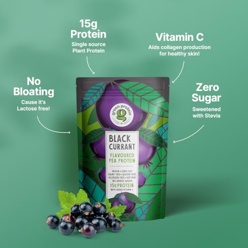 Image of GREEN PROTEIN Plant Protein Isolate Powder, Plant Protein, No Added Sugar, 100% Soy, Dairy, Gluten & Allergen Free, Black Currant Flavor, 15g Protein Per Serving, Pouch (500g)
