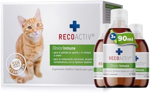 RECOACTIV Tónico Inmune para Gatos, 3 x 90 ml, suplemento dietéti...